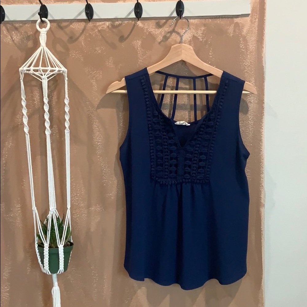 Pretty Blue Sleeveless Blouse with Embroidery
